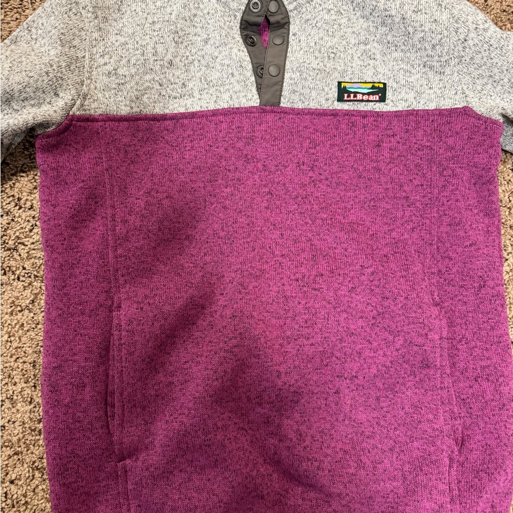 L.L. Bean Heathered Gray and Deep Purple Sweater